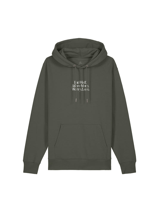 Eat Well, Move More, Worry Less Hoodie (Khaki)