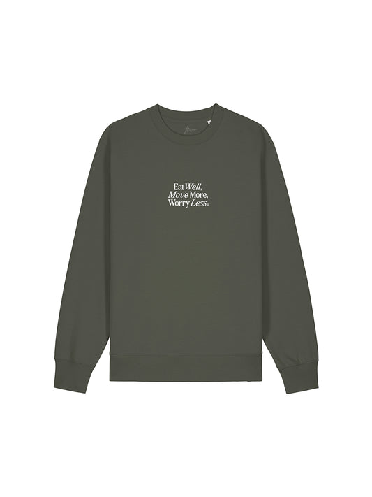 Eat Well, Move More, Worry Less Sweatshirt (Khaki)