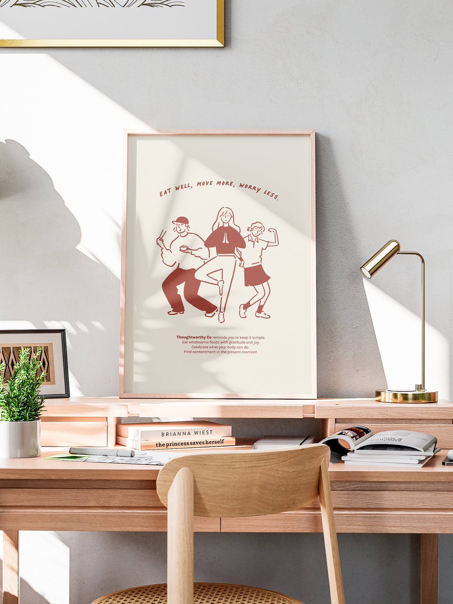 Eat Well, Move More, Worry Less Wall Art Print