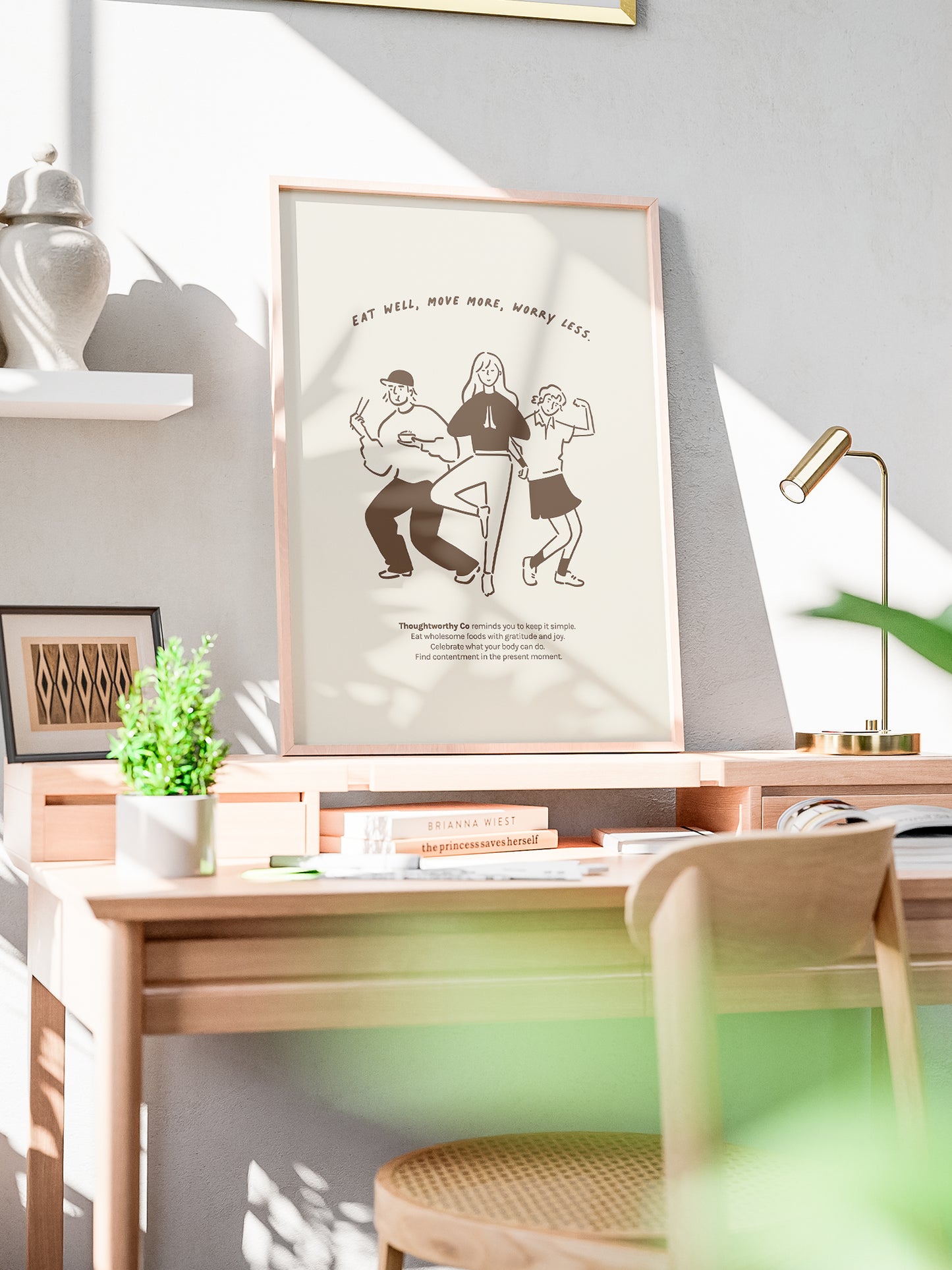 Eat Well, Move More, Worry Less Wall Art Print